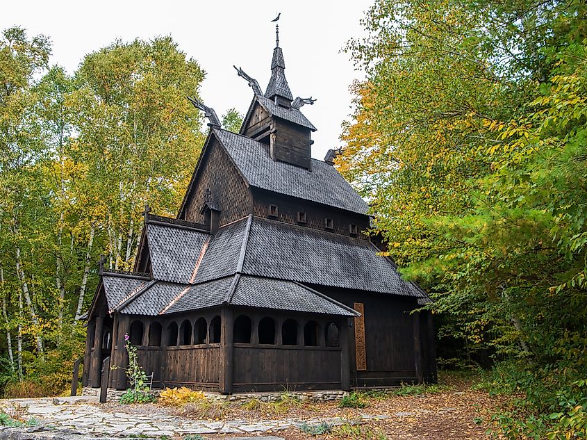 Stavkirke, a stave church on Washington Island, Wisconsin.