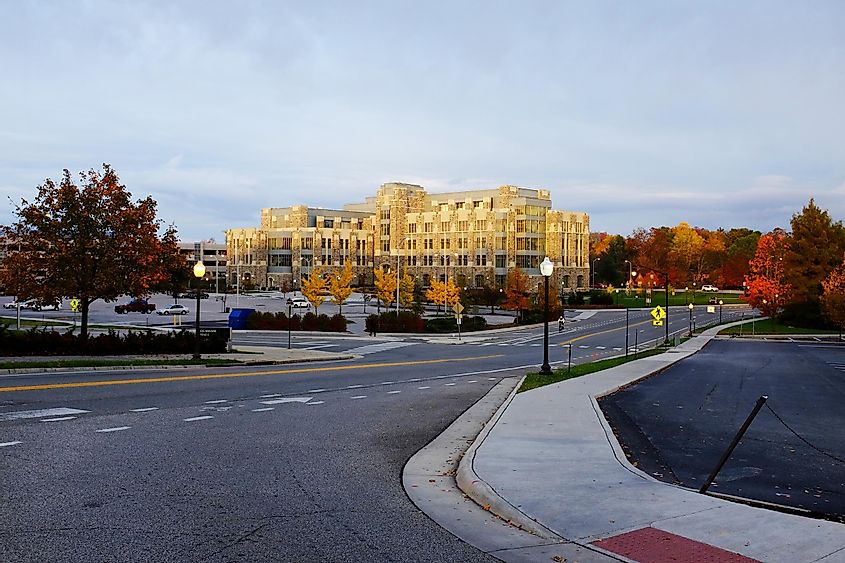 Beautiful historical buildings in Virginia Tech University in Blacksburg, Virginia