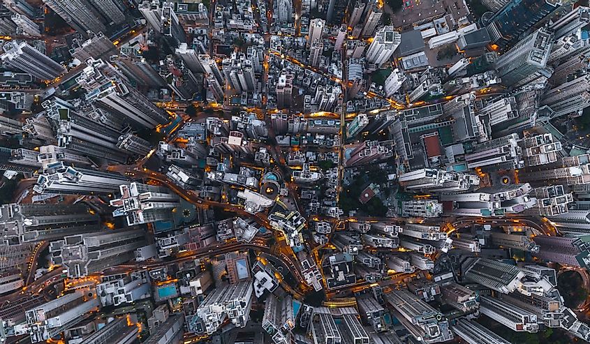 Aerial view of Hong Kong Downtown, Republic of China