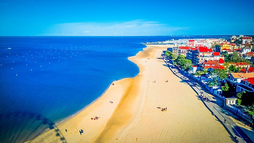 Aerial view of Arcachon seaside. 