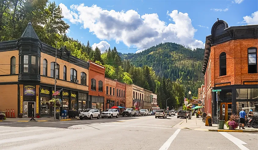 Bank Street, the main street, in Wallace, Idaho.