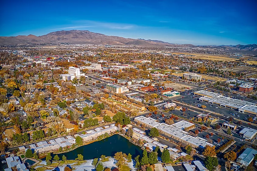 Aerial view of Carson City, the capital of Nevada.