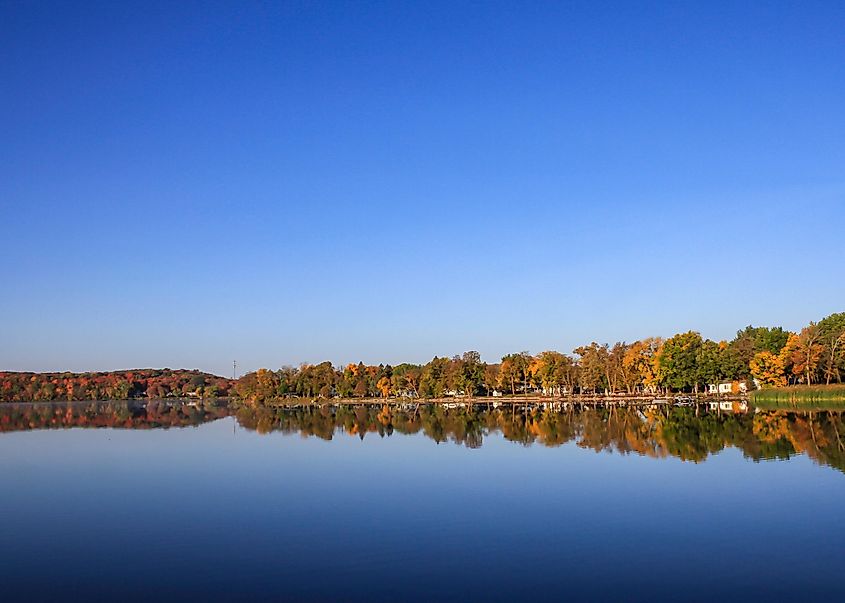 Autumn landscape with lake and trees, Detroit Lakes, Minnesota