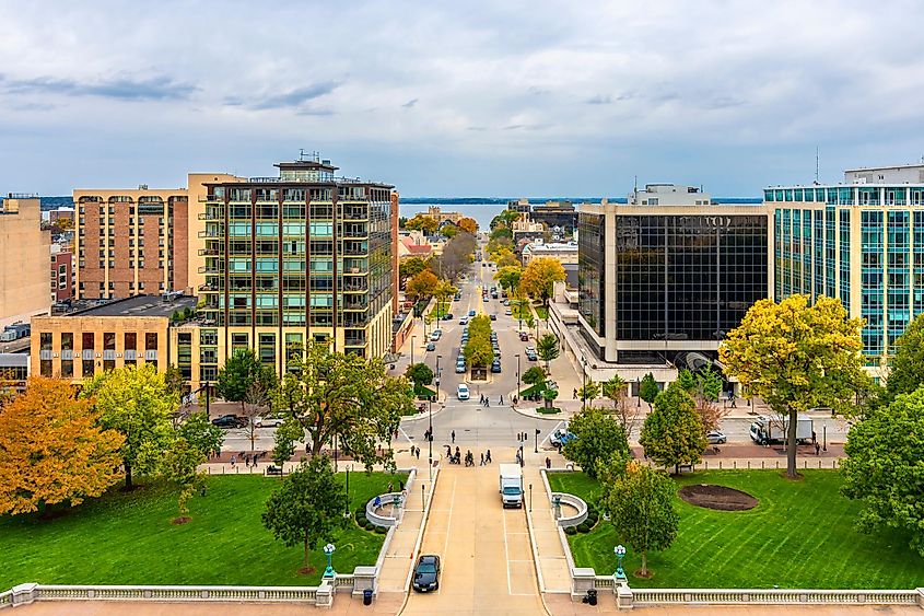 View of downtown Madison, Wisconsin.