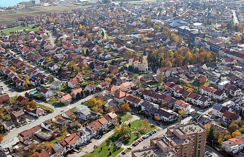 Aerial view of Velika Gorica, Croatia.