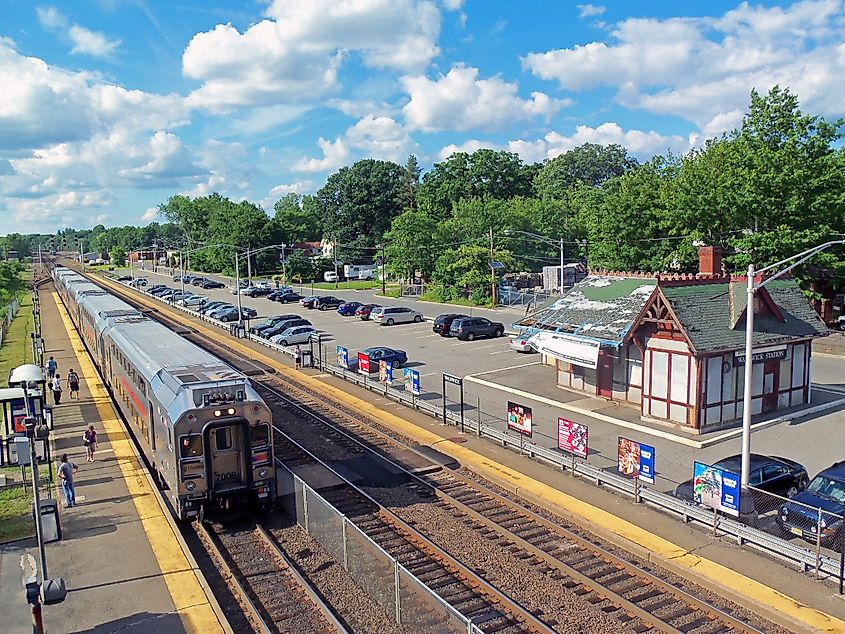 Aerial view of the train station at Waldwick, New Jersey