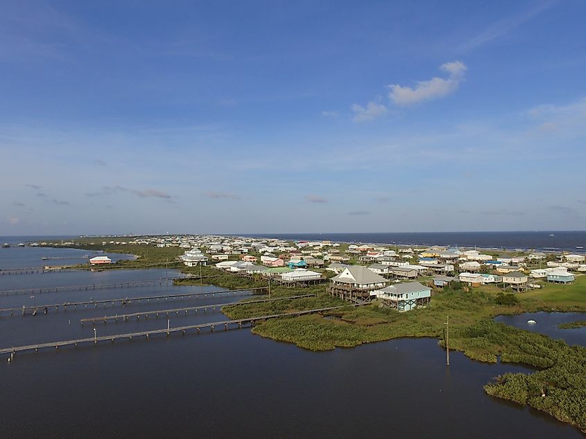 Aerial view of Grand Isle, Louisiana.