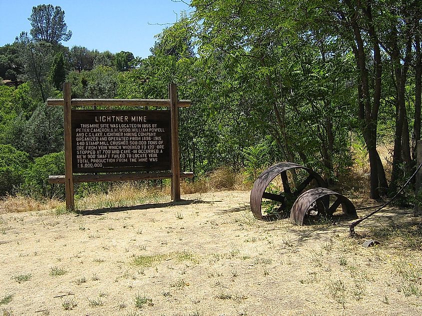 Sign in front of Lightner Mine, Angels Camp, California