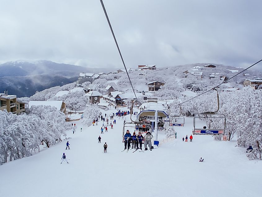 People skiing near Mount Buller in Victoria.