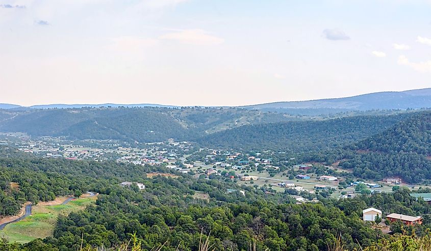 Aerial view of Ruidoso, New Mexico.