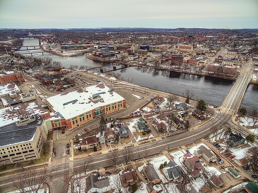 Eau Claire, Wisconsin in Early Spring as seen by Drone