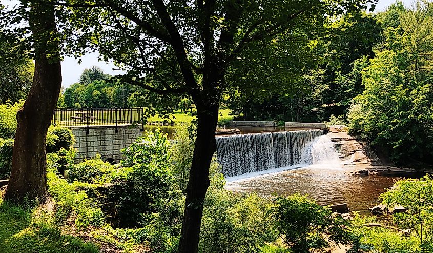 Blackberry River dam at Beckley Iron Furnace in the town of North Canaan.