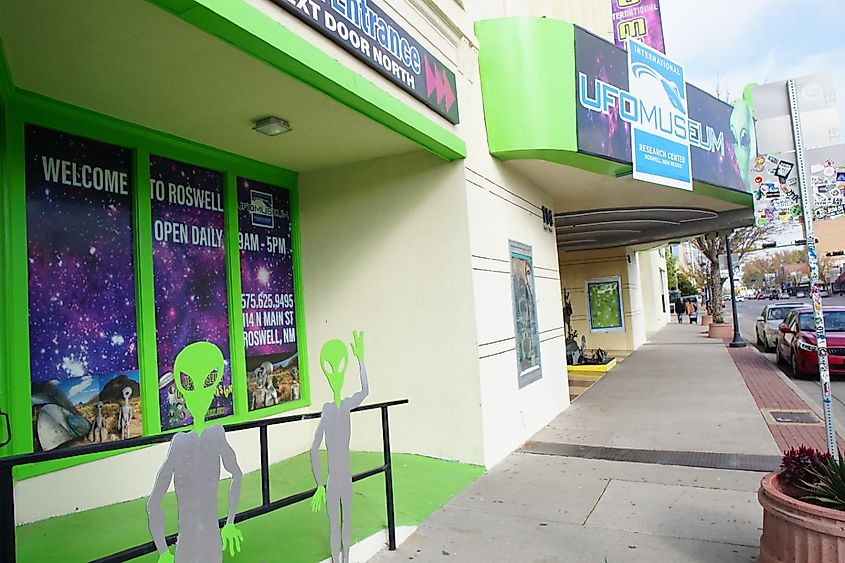 Exterior of the International UFO Museum and Research Center in Roswell, New Mexico.
