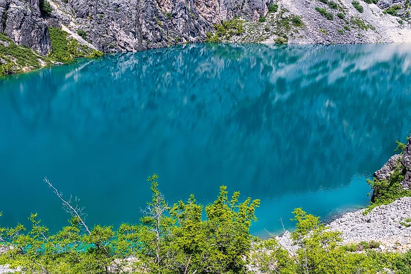 Blue lake called Modro Jezero at Imotski in Croatia.