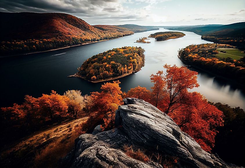 View of the Connecticut River from Mount Sugarloaf.