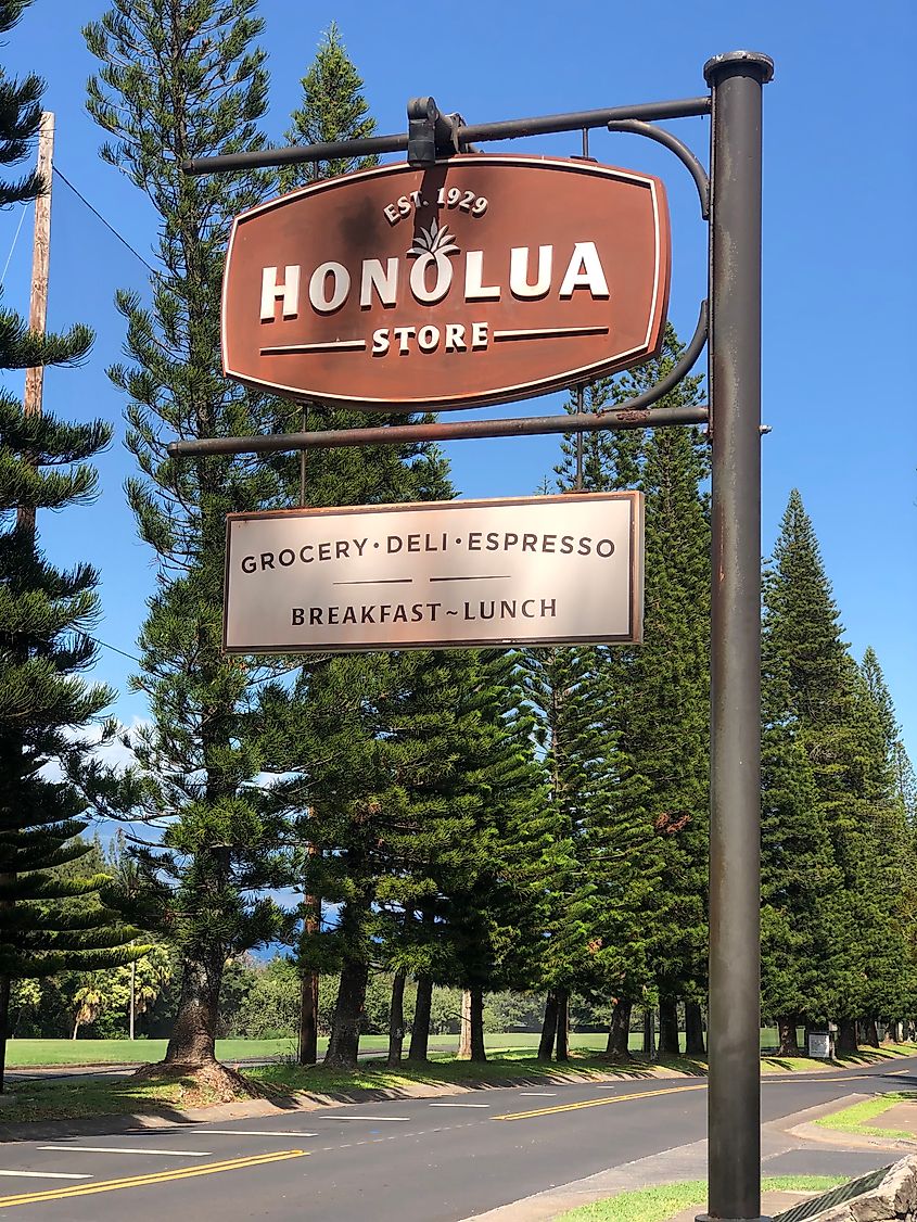 Honolua Store sign outside of the Honolua Store in Kapalua, Maui