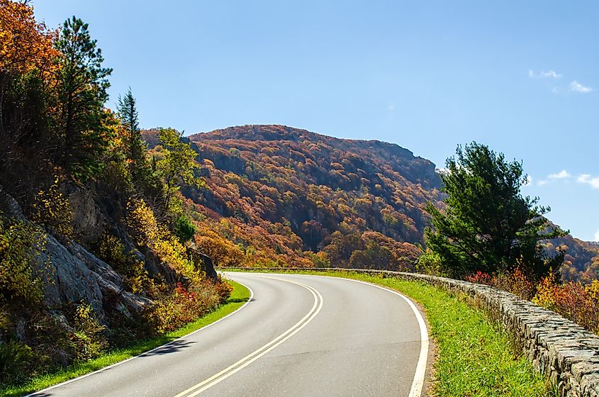 The Skyline Drive at Shenandoah National Park along the Blue Ridge Mountains in Virginia, USA.