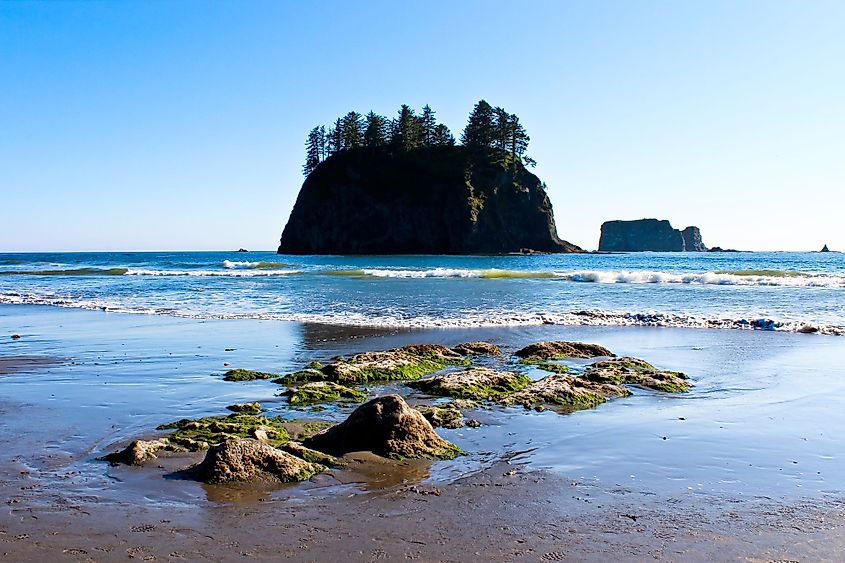 Beautiful rocks at the ocean coast at La Push Beach 2, Olympic National Park, Washington