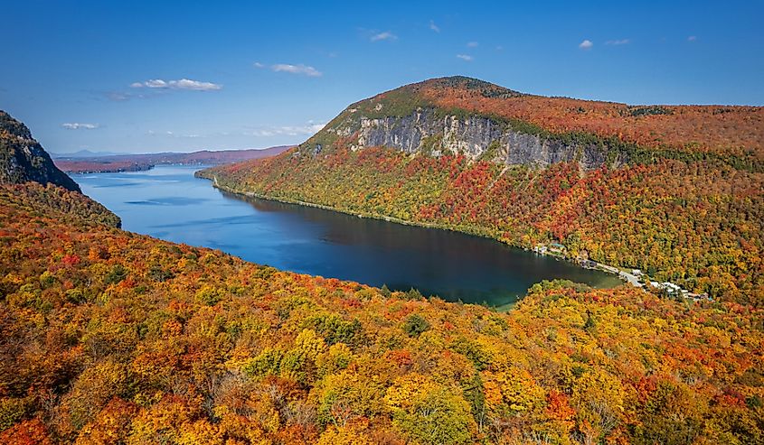 stunning fall colors at Lake Willoughby and Mt. Pisgah