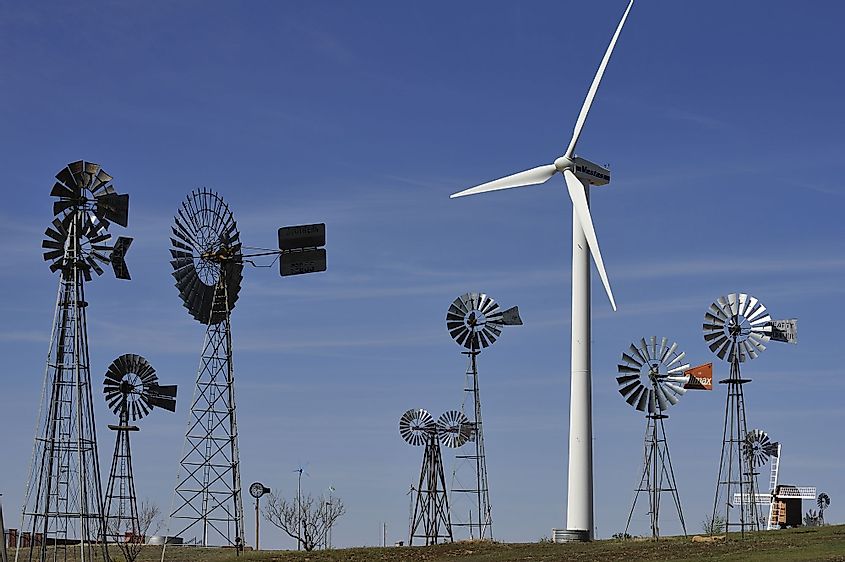 Windmills at American Wind Power Center in Lubbock, Texas