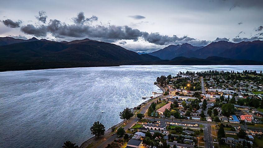 Aerial view of Te Anau, New Zealand.