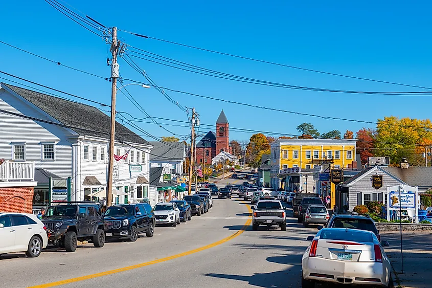View of Main Street in the town of Wolfeboro, New Hampshire.