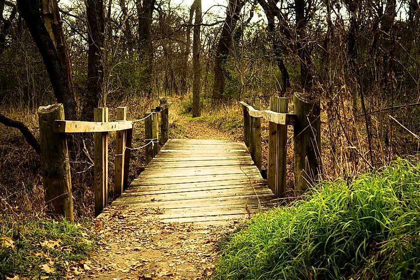 A trail path in River Legacy Park in Arlington, Te