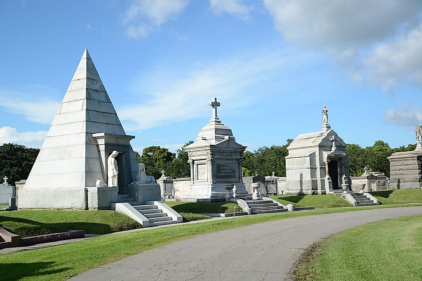 Elaborate graves located at the Metairie Lawn Cemetery in Metairie, Louisiana