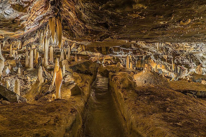 Path in part of the Ohio Caverns in Ohio.