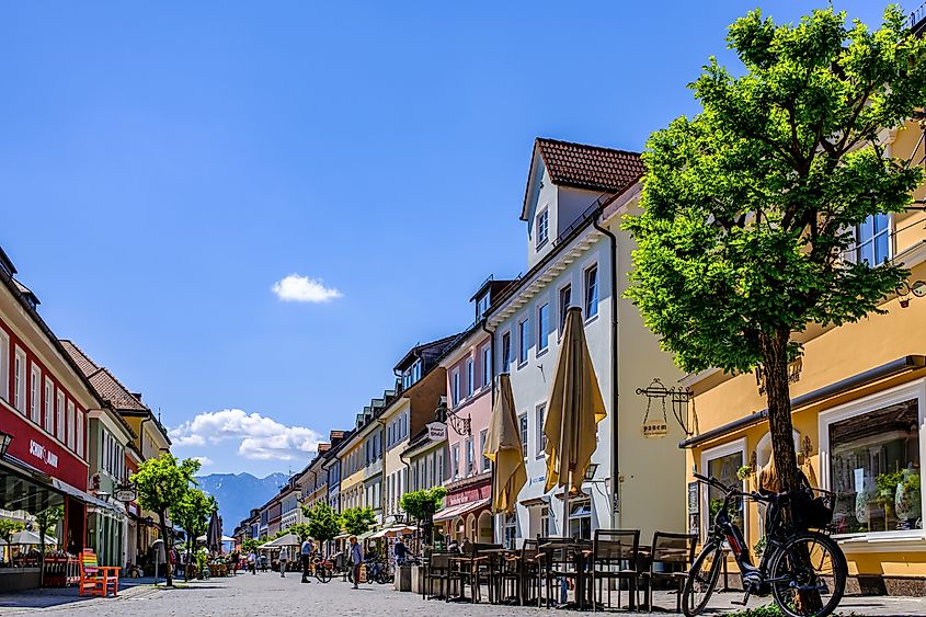 historic buildings at the famous old town of Murnau am Staffelsee.