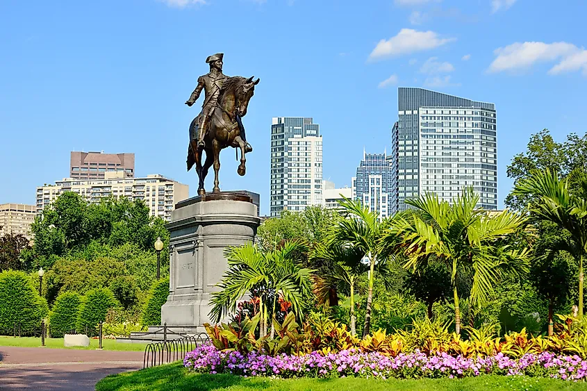 A statue of George Washington in Boston Public Garden.