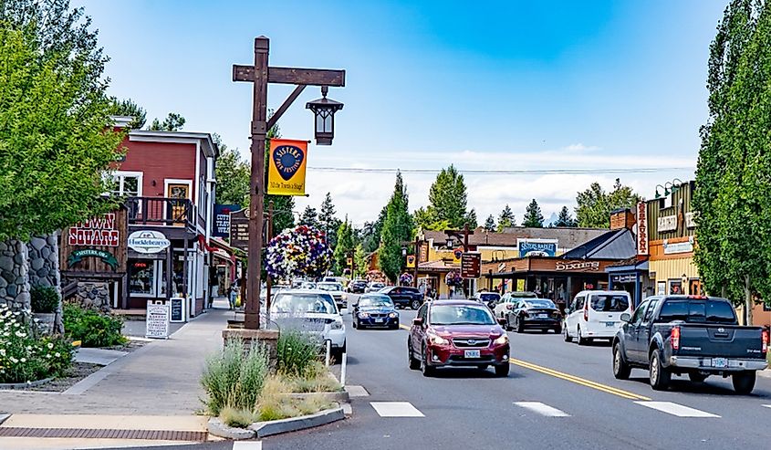 The main street in downtown, Sisters, Oregon.