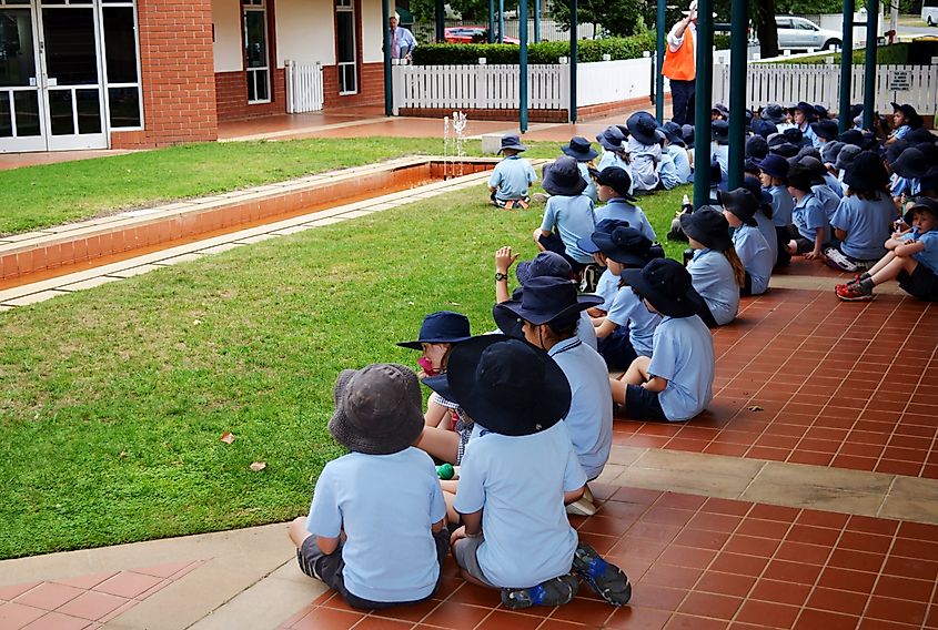  School children in uniform in Bowral, Australia