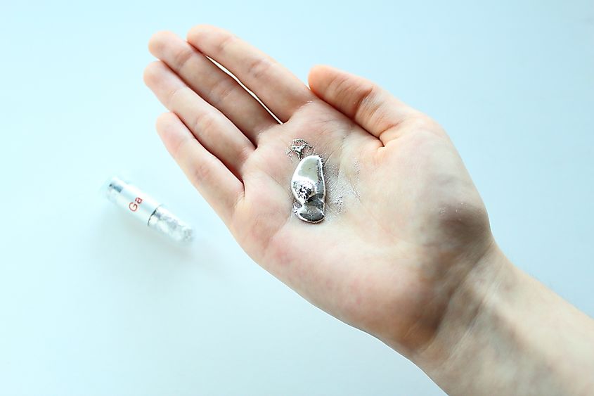 Gallium Melting on hand. Via Shutterstock / e_rik.
