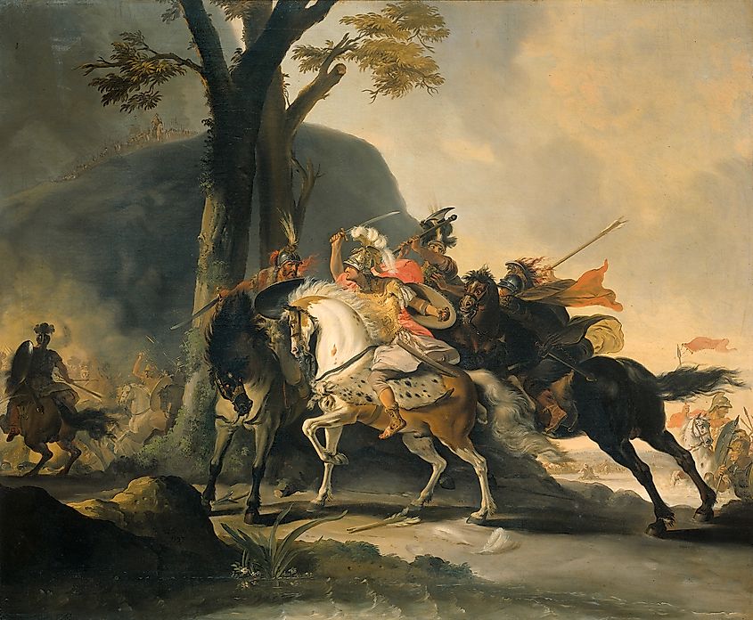 Alexander the Great in the battle against the Persians at the Granicus.