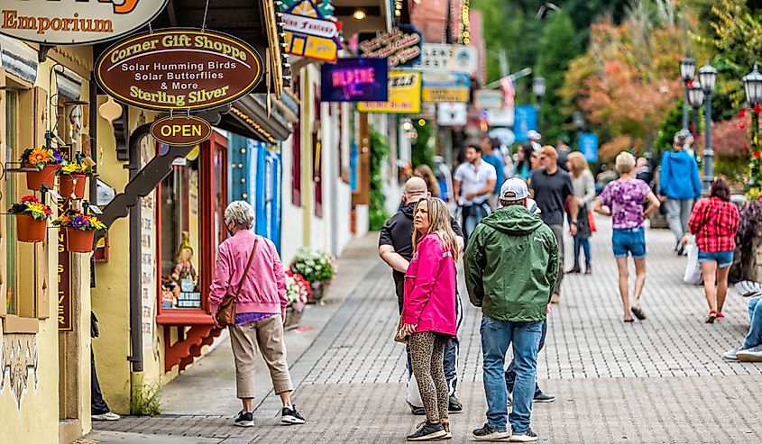 Bavarian village town of Helen, Georgia, with traditional architecture