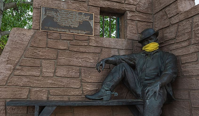 A statue commemorating the Sundance Kid in Sundance, Wyoming 
