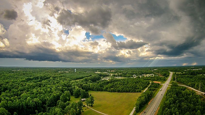 Sunset landscape over York, South Carolina