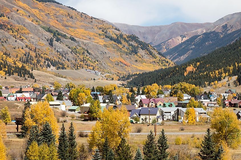 Scenic Silverton, Colorado nestled in the San Juan Mountains