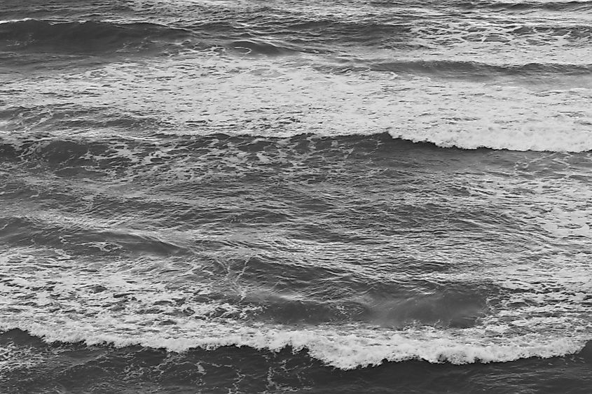 Pacific Ocean Wave Patterns at Sunset California Coast.