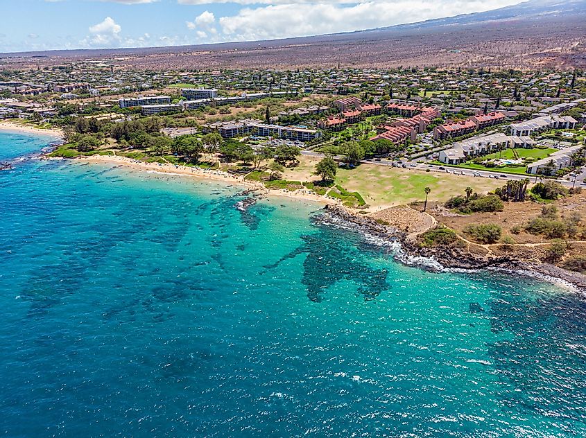 Aerial view at Kamaole Sand Beach III, Kihei, Maui, Hawaii.