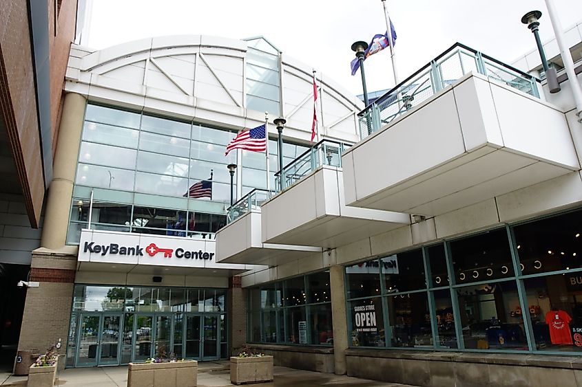View of the entrance to the KeyBank Center