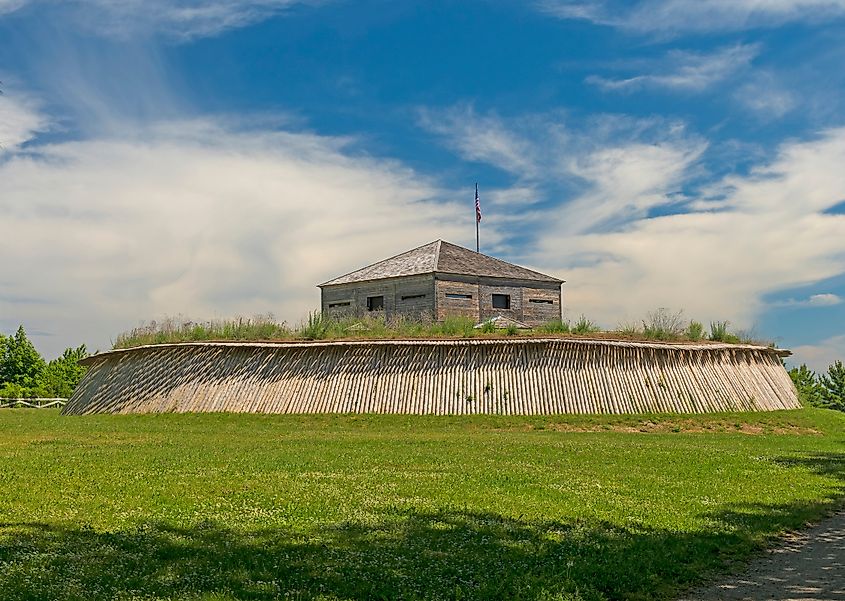 Preserved Fort Holmes on Mackinac Island, Michigan.