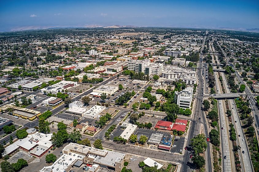Aerial view of Visalia, California.