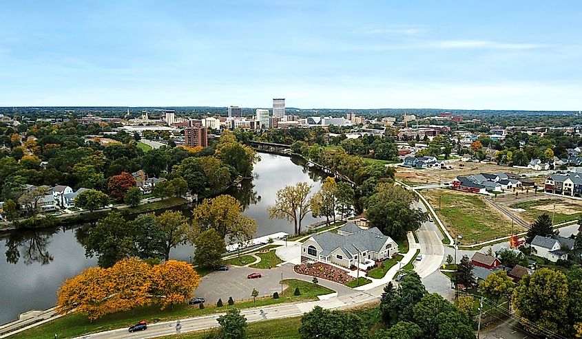 Aerial view of South Bend, Indiana