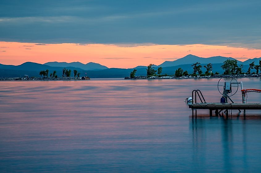 Beautiful Lake Champlain in Colchester, Vermont.