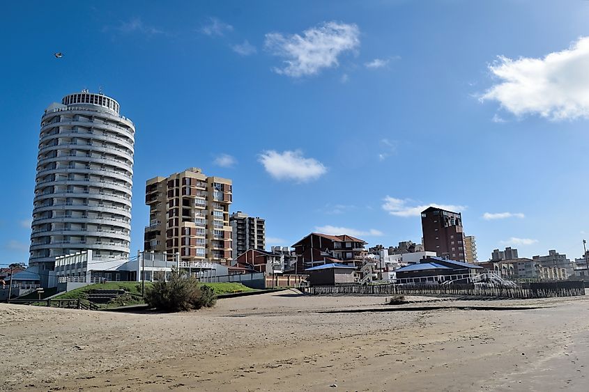 Buildings along a beach in Villa Gesell, Argentina.
