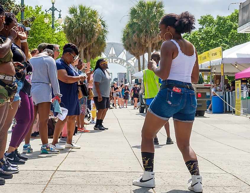 Congo Square Rhythms and Treme Creole Gumbo Festival (a free and open festival) in Louis Armstrong Park in New Orleans, Louisiana. Editorial credit: William A. Morgan / Shutterstock.com