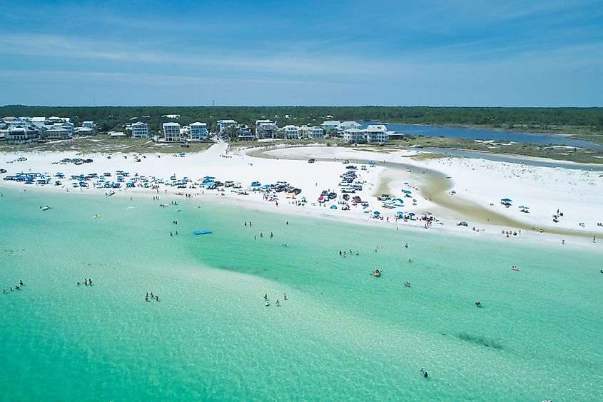 The beautiful white sand beach in Grayton Beach, Florida.
