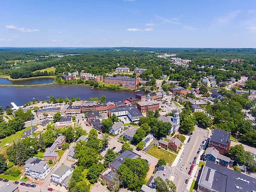 Aerial view of Exeter, New Hampshire.